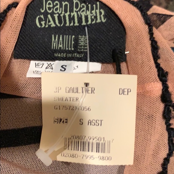 Jean Paul Gaultier striped printed mesh Top SIZE S - Picture 3 of 16